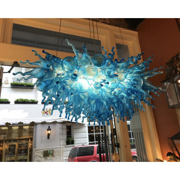 Artemis Hand Blown Glass Chandelier Lighting, Blue, Size B