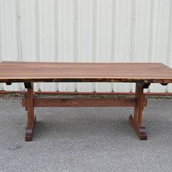 Live Edge Walnut Extension Table with Trestle Base - Dining Tables