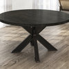 Round Steel X-Base Pedestal Table, Barn Wood Finish, 48" Round