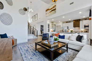 Example of a minimalist family room design in Dallas