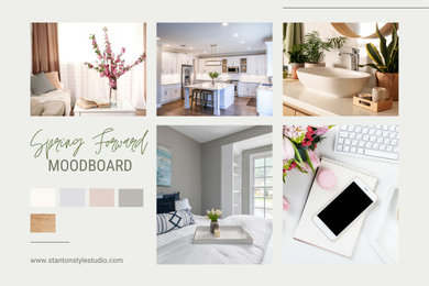 Inspiration for a small coastal open concept light wood floor living room remodel in Miami with white walls