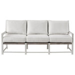 Universal Furniture - Universal Furniture Coastal Living Outdoor Tybee Sofa - Modern with a touch of coastal flair, the Tybee Sofa includes greige wicker detailing, a crisp white frame, and plush upholstered cushions.