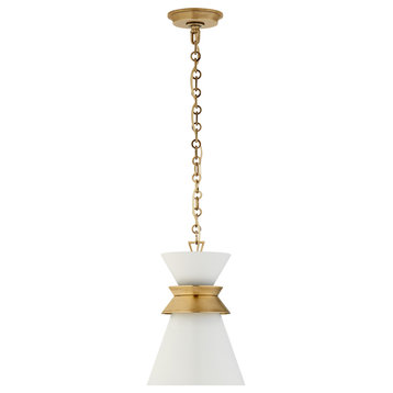 Alborg Small Stacked Pendant in Antique- Burnished Brass with Matte White Shade