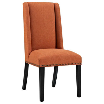 Baron Parsons Upholstered Fabric Dining Side Chair, Orange