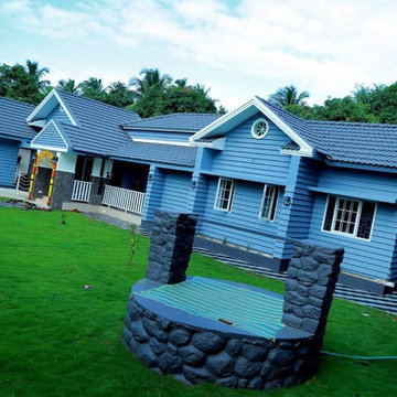 colonial exterior single floor 4 bhk