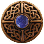 Notting Hill Decorative Hardware - Celtic Jewel Knob Antique Brass, Blue Sodalite Natural Stone, Antique Copper, Bl - Projection: 1-1/8"