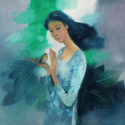 Young Lady and the Bird - Paintings
