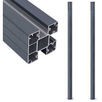 vidaXL 2x Fence Posts Dark Gray 72.8" Aluminum Fence Post with Steel Foot