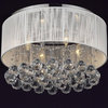 Flush Mount With 4-Light Chrome and White Shades Crystal Chandelier