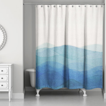 Abstract Watercolor Waves 1 71x74 Shower Curtain