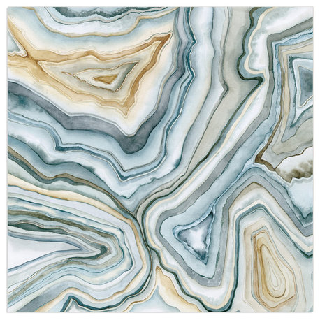 Agate Abstract Wall Art on Frameless Free Floating Tempered Glass 38x38