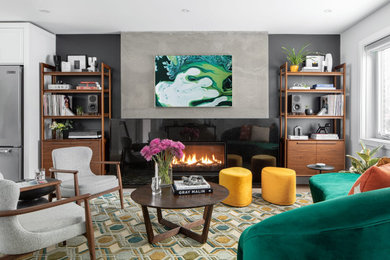 Living room - 1950s living room idea in Toronto