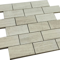 2x4 Grey Wooden Look Subway Pattern Stone Tile Mosaics - Home Accessories & Decor