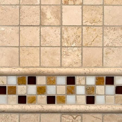 Ivory Travertine And Glass/stone Border - Tile