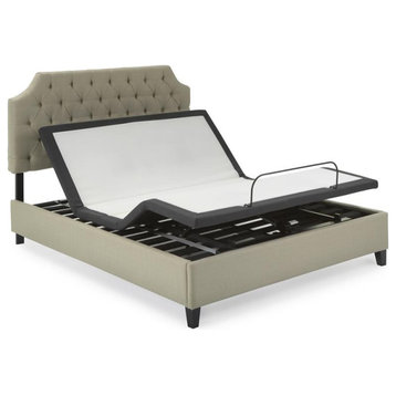 Pemberly Row Modern Metal Model Z Adjustable Queen Bed Base in Black