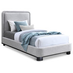 Meridian Furniture - Nolita Linen Textured Fabric / Linen Upholstered Bed, Gray, Twin, Black Finish - Upgrade the ambiance of your bedroom with the Nolita Linen Textured Fabric Bed. The bed features a luxurious grey-colored linen textured fabric that is not only soft to the touch but also incredibly durable. The solid wood black finish base adds a touch of elegance and warmth to the overall design. If you're looking for a bed that is both stylish and functional, the Nolita Linen Textured Fabric Twin Sized Bed is the perfect choice.