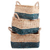 Water Hyacinth Baskets with Rope Handles - Set of 3