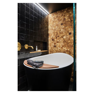 Moody Bathroom With Japanese Soaking Tub - Eclectic - Bathroom ...