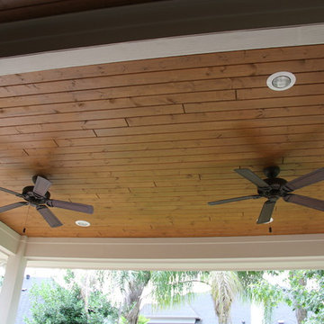 Patio Cover with Decorative Concrete in Cypress, TX