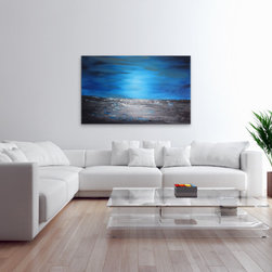 Preethi Arts - 48"x30" Artwork " Mystic Blue" Original Large Modern beach seascape Painting - Paintings