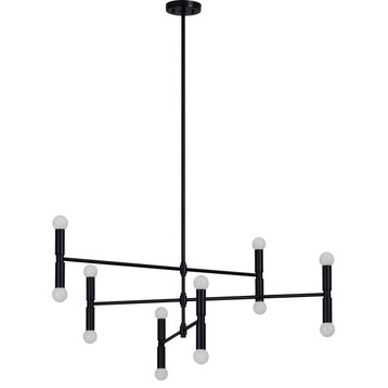 Zander Iron Matte Black Ceiling Fixture With Frosted Bulbs