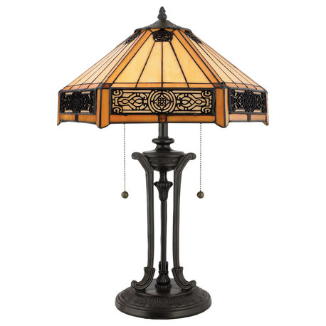 Luxury Western Tiffany Table Lamp, Vintage Bronze, UQL7028