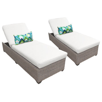 Florence Chaise Set of 2 Wicker Patio Furniture Sail White