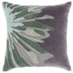 Mina Victory - Mina Victory Luminescence Beaded Floral Burst 16" x 16" Grey Indoor Throw Pillow - Jewelry for your rooms, this elegantly handcrafted rhinestone, bead and embroidered collection adds a touch of sparkle to your day.