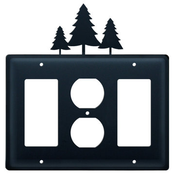 Double GFI and Outlet Cover, Pine Trees