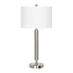 100W 1 Outlet 1 Rocker Switch, Brushed Steel Finish, White