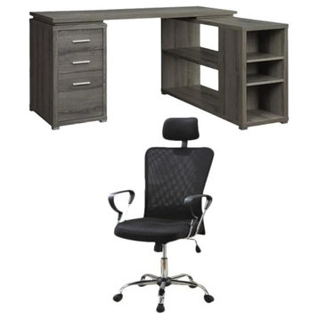 Home Square 2 Piece Set with L Shape Writing Desk and Executive Office Chair
