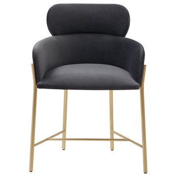 Tanger Velvet Dining Chair Dark Gray/Gold Set of 2