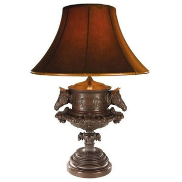 Sculpture Table Lamp EQUESTRIAN Lodge Horse Head Urn 1-Light