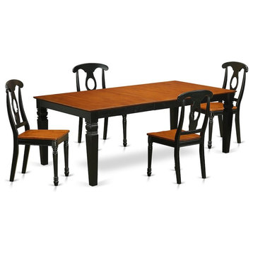 5-Piece Table And Chair Set With A Table And 4 Dining Chairs In Black And Cherry