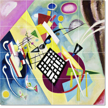 Wassily Kandinsky Abstract Painting Ceramic Tile Mural #37, 17"x17"