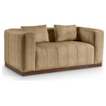Meridian Furniture - Mallina Upholstered Loveseat, Tan, Vegan Leather - Indulge in the allure of the Tan Vegan Leather Mallina Loveseat by Meridian Furniture. Its captivating design and luxurious Tan Vegan Leather elevate any space with effortless elegance. Crafted with precision and durability in mind, this stunning piece becomes the focal point of gatherings, fostering moments of connection and warmth. Embrace sophistication and style with the Mallina Loveseat, a testament to exquisite taste and timeless beauty.