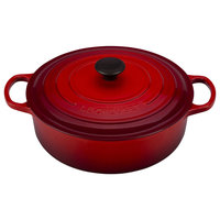 Le Creuset Signature Cerise Enameled Cast Iron 6.75 Quart Wide Round Dutch Oven