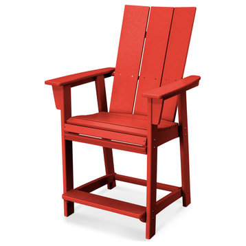 POLYWOOD Modern Adirondack Counter Chair, Sunset Red