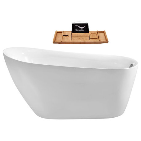 67" Streamline N-281-67FSWH-FM Soaking Freestanding Tub With Internal Drain