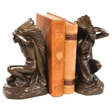 Bookends Bookend AMERICAN WEST Lodge On the Lookout Kneeling Indian