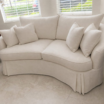 Ave Maria Sofa Slipcover with Triple-Pleated Skirt