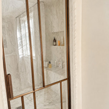 Art Deco Meets Modernist Geometry: Custom Bronze Shower Enclosure in Beverly Hil