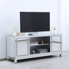 Pemberly Row Modern Glass TV stand for TVs up to 60" in Antique Silver