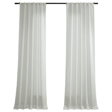 Off White Classic Faux Linen Curtain Single Panel, 50W x 96L