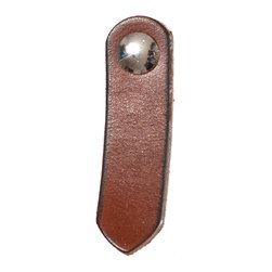 Walnut Studiolo - Leather Tab Pull, The St. Johns, Dark Brown, Nickel - Cabinet And Drawer Handle Pulls