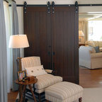 Barn door window covering