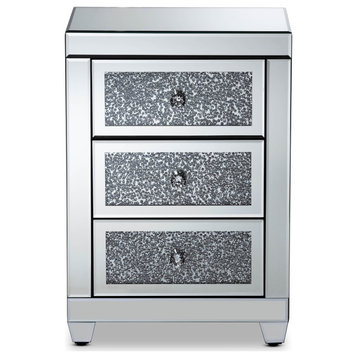 Baxton Studio Ralston Contemporary Glam And Luxe Mirrored 3-Drawer End Table