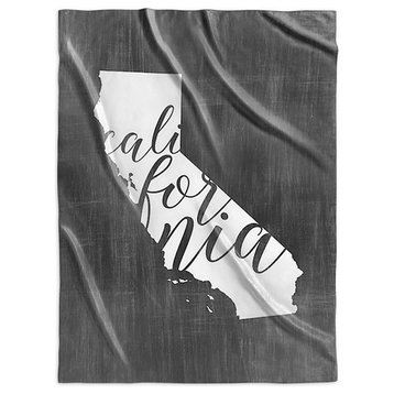 "Home State Typography, California" Sherpa Blanket 60"x80"