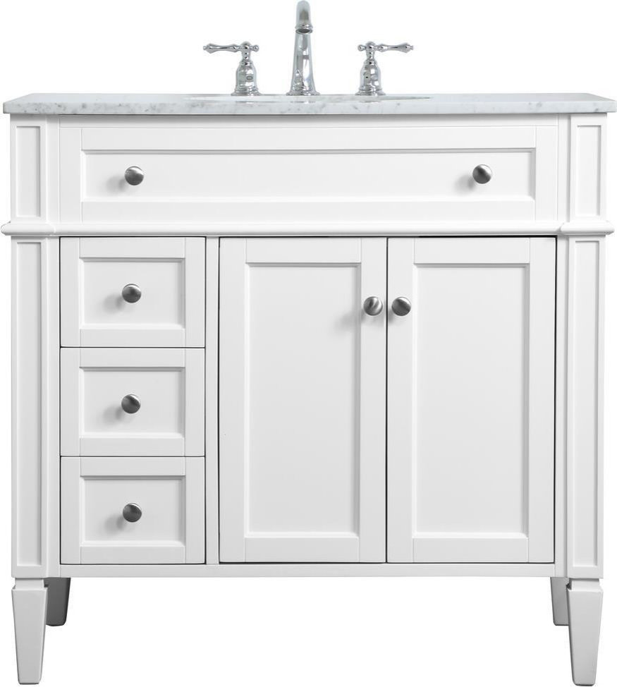 Sleek White Single Bathroom Vanity, Single - Transitional - Bathroom ...