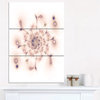 "Pink Fractal Flower With Abstract Petals" Wall Art, 3 Panels, 28"x36"